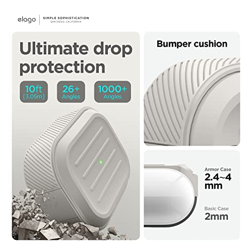 elago Capa Armor compatível com AirPods Pro 2 – Cordão incluído, suporta carregamento sem fio, resis