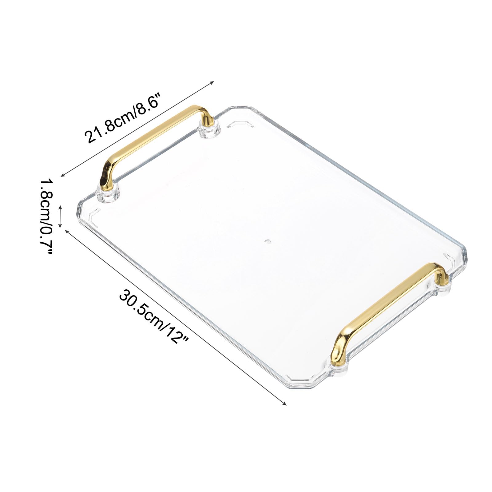 PATIKIL 12 x 8.6 Inches Plastic Serving Tray with Golden Handles - Image 2