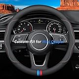 Deer Route Custom-Fit for Mini Steering Wheel Cover, Premium Leather Car Steering Wheel Cover with Logo, Non-Slip, Breathable, for Mini Accessories (C-Style,for Mini Cooper)