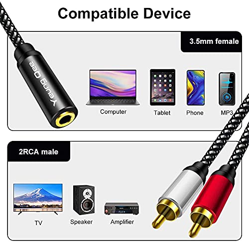 Cable adaptador de audio 3,5 mm hembra a 2RCA para conectar la tableta a altavoces lejanos 3