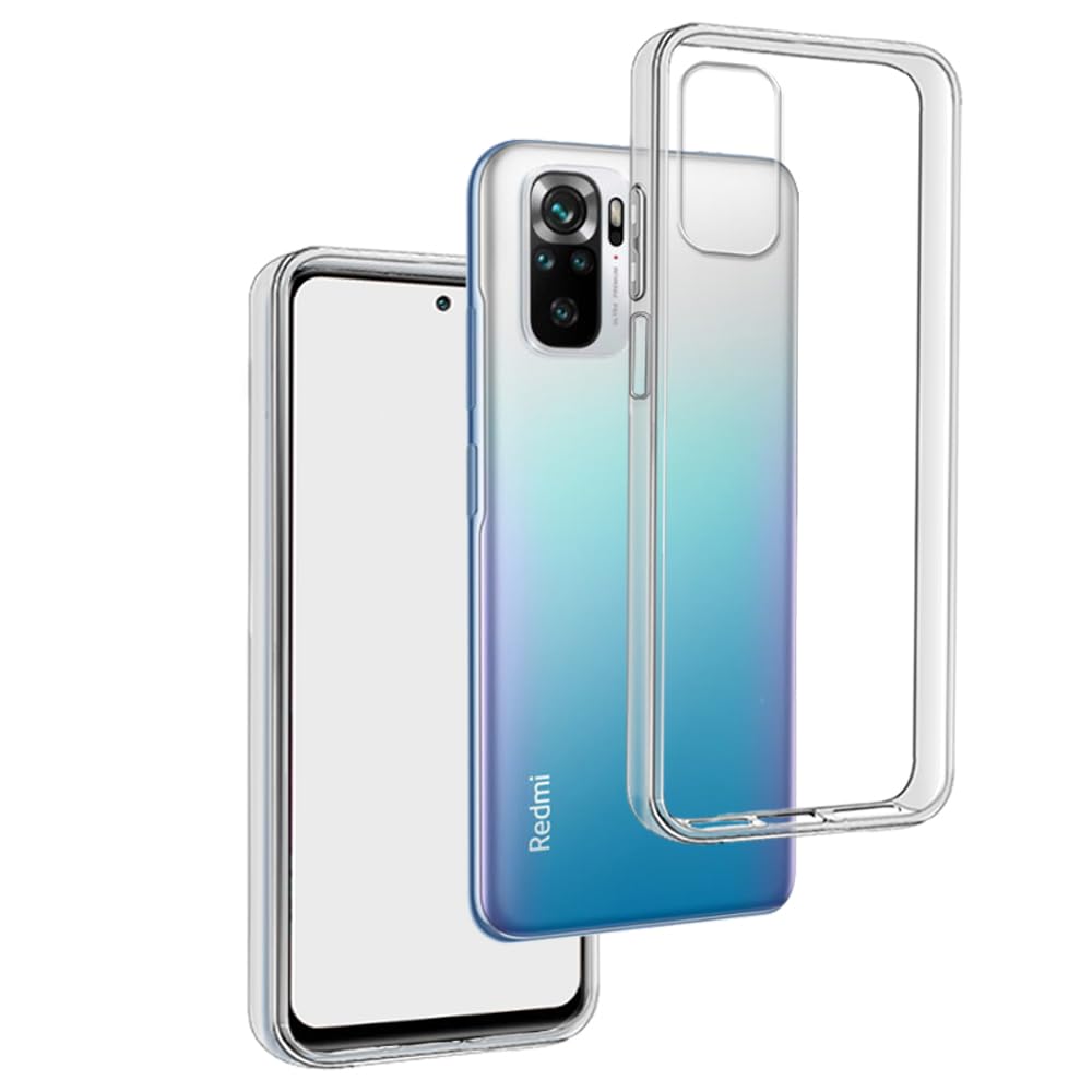 Cover Per Xiaomi Redmi Note 10 4G / 10S – Trasparente TPU + 2 Vetri Temperati, Angoli Rinforzati, Blu/Rosa - 2