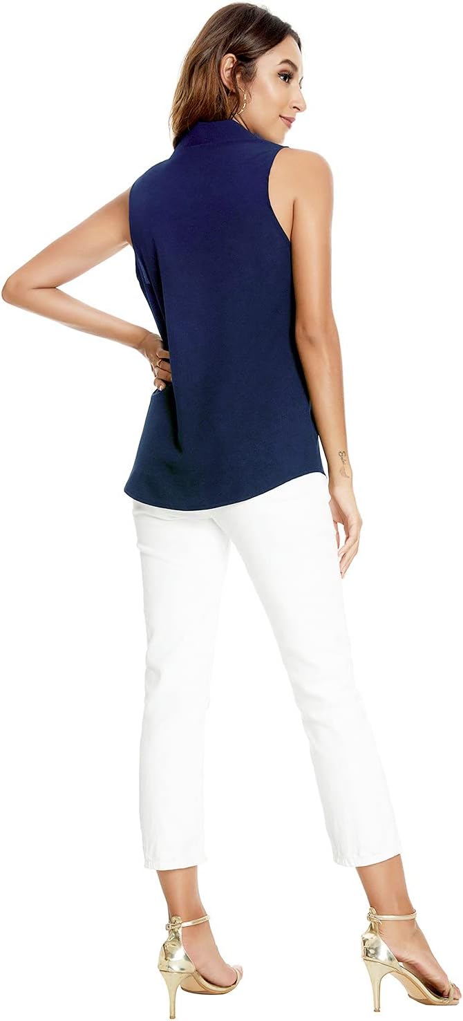 Womens Sleeveless Button Down Shirt Blouse Office Work Casual Classic Collar Shirts - Image 6