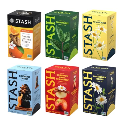Stash Tea Soothing Herbal Tea 6 Flavor Variety Pack, 6 Boxes With...