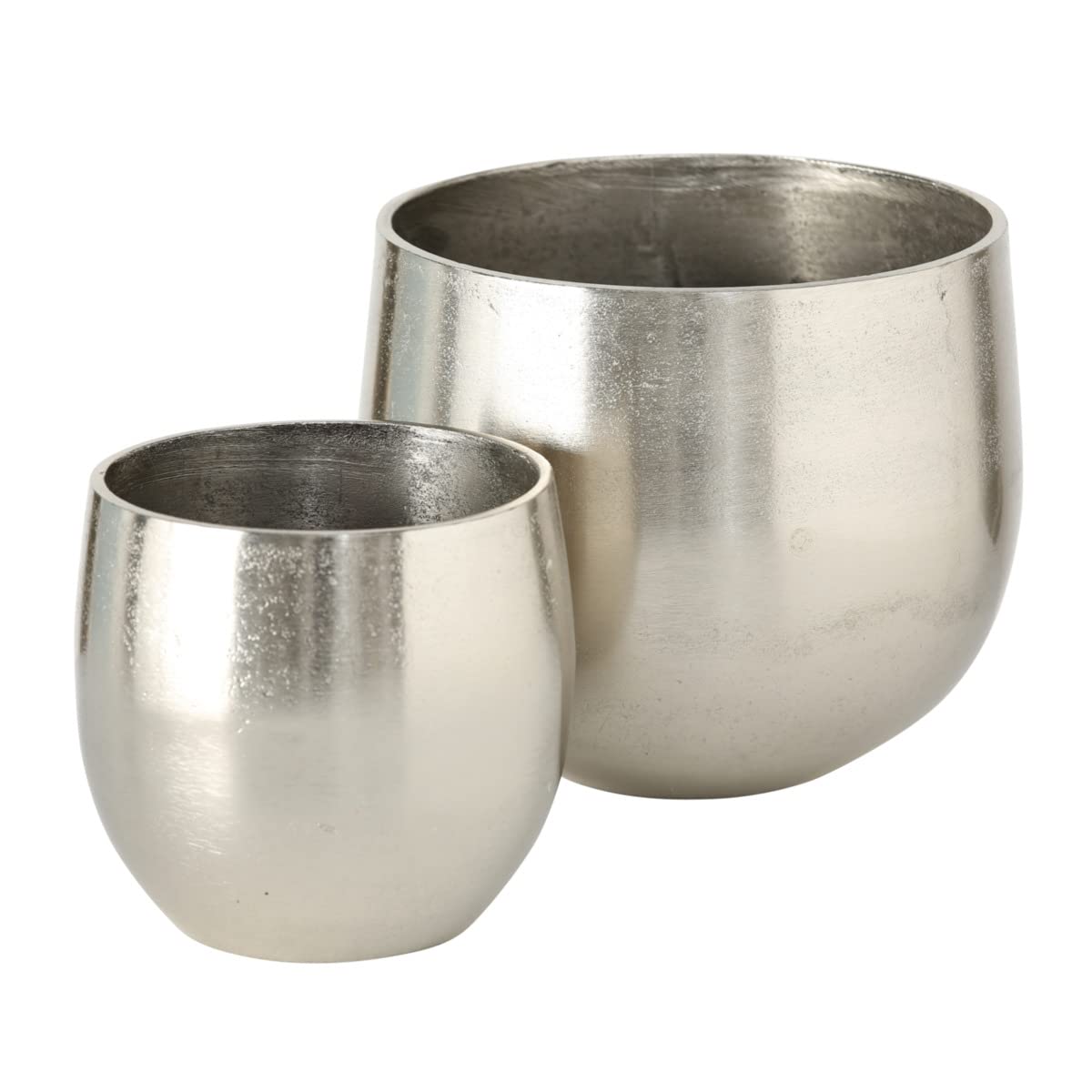 Boltze Pflanztopf Flaire 2-teilig (ø 14 cm / 19 cm, Blumentöpfe aus Metall / Aluminium, klassisches Design, Töpfe für Zimmerpflanzen) 3833500, Silber
