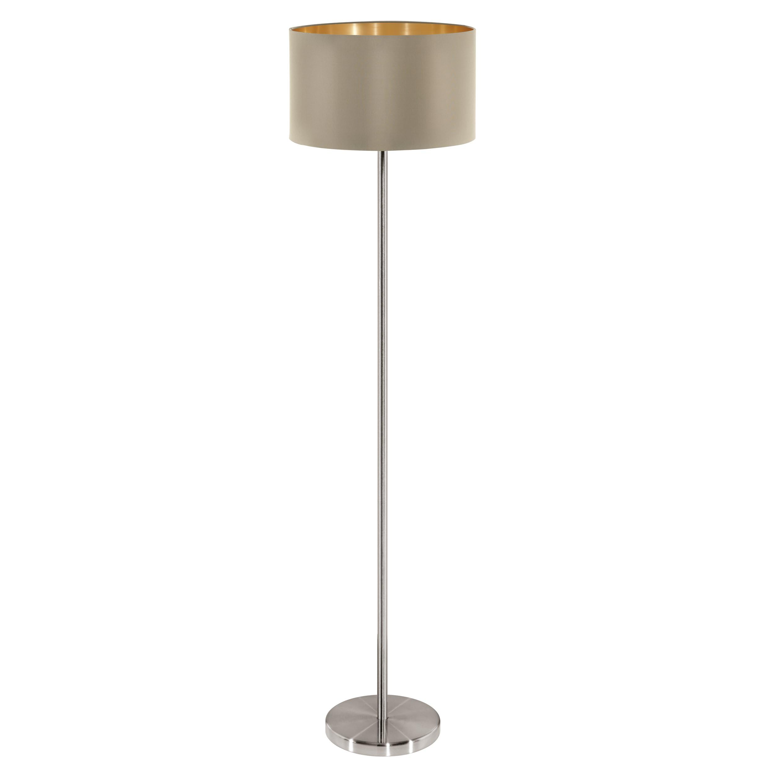 Lámpara de pie de una luz casquillo E27 con pantalla textil redonda topo 6