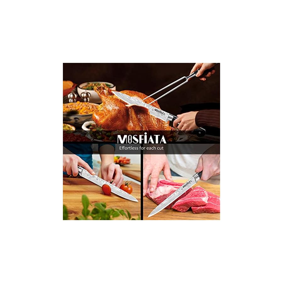 MOSFiATA-8-Carving-Knife-and-7-Fork-Set-Brisket-Slicing-Knife-Premium-Meat-Cutting-Knife-German-High-Carbon-Stainless-Steel-EN4116-BBQ-knives-for-Slicing-Meats-Fruits-and-Vegetables MOSFiATA 8" Carving Knife and 7" Fork Set Brisket Slicing Knife Premium Meat Cutting Knife German High Carbon Stainless Steel EN.4116 BBQ knives for Slicing Meats, Fruits and Vegetables