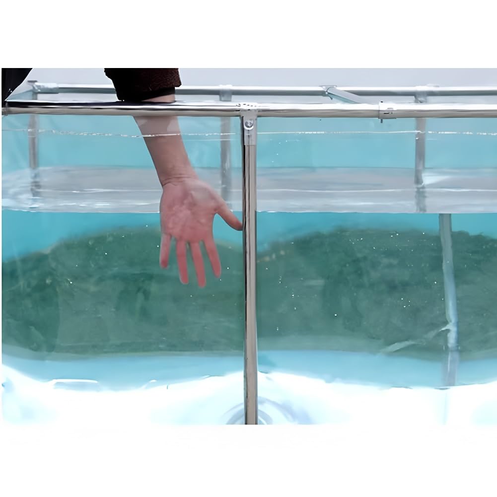 Pannello di visualizzazione trasparente per acquario con valvola di scarico, stagno per pesci in tela di PVC con telaio in acciaio, telo pieghevole all'aperto per l'allevamento di pesci e gamberetti