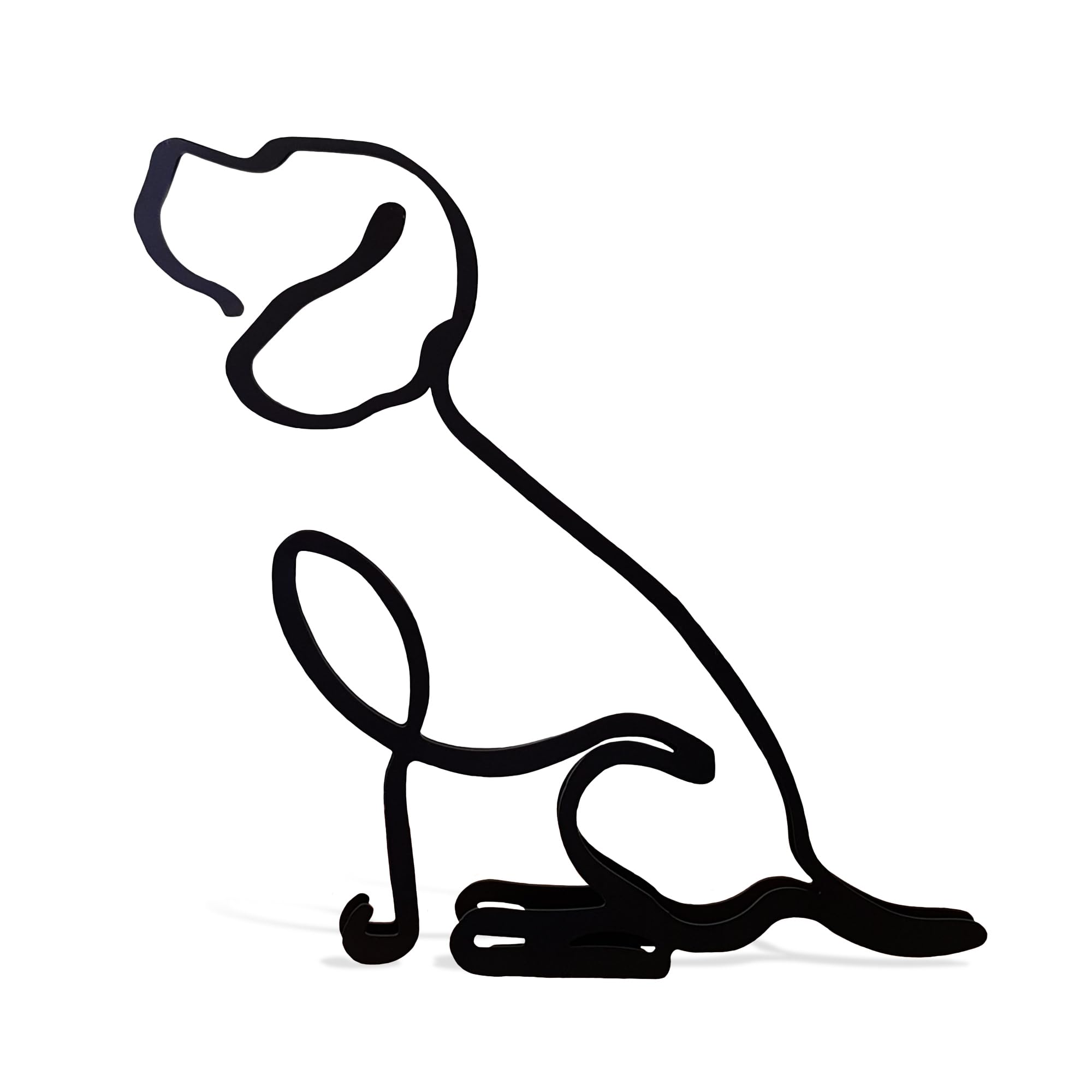 Estatua minimalista de perro beagle de metal negro para regalo, adorno de escritorio, versión decorativa (grande)