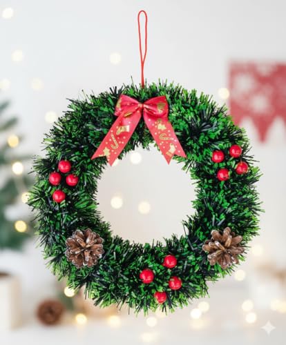Image of Designer Christmas Wreath /Wall Hanging /Decoration for Xmas Party /Christmas Decorations for Home /Gifts /Wreath | PoPo Toys | 20 Cm