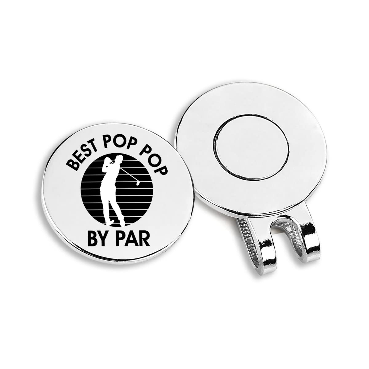 JOWMIJ Pop Pop Golf Ball Marker with Magnetic Hat Clip Best Pop Pop by Par Golf Ball Marker Golf Hat Magnetic Clip Engraved Golfer Golf Lovers Gift