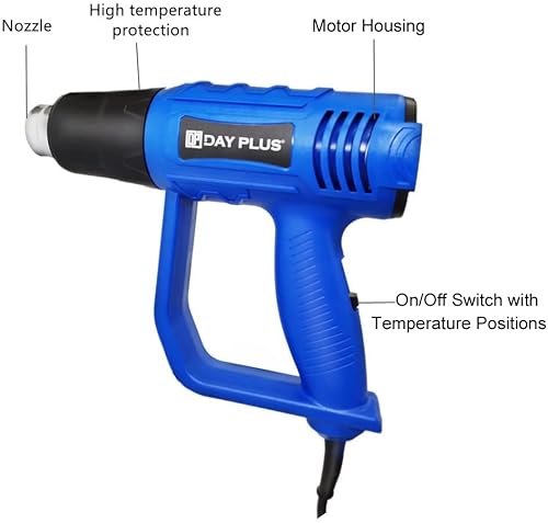 2000W Heat Gun with 3 Nozzles, 2 Temperature Setting, 300°C/ 600°C, Professional Hot Air Gun to Remove Paint, Varnish, Dissolve Adhesives, Shrinking PVC, DIY, Home Improvement & Restoration, Red 2 2000W Heat Gun with 3 Nozzles, 2 Temperature Setting, 300°C/ 600°C, Professional Hot Air Gun to Remove Paint, Varnish, Dissolve Adhesives, Shrinking PVC, DIY, Home Improvement & Restoration, Red - Image 2