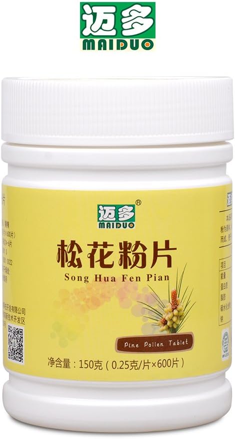 Wild harvested Pine Pollen Tablets,100% Broken Cell Wall for Optimal Absorption and Potency -150 Gram(250 mg X 600 Tablets)