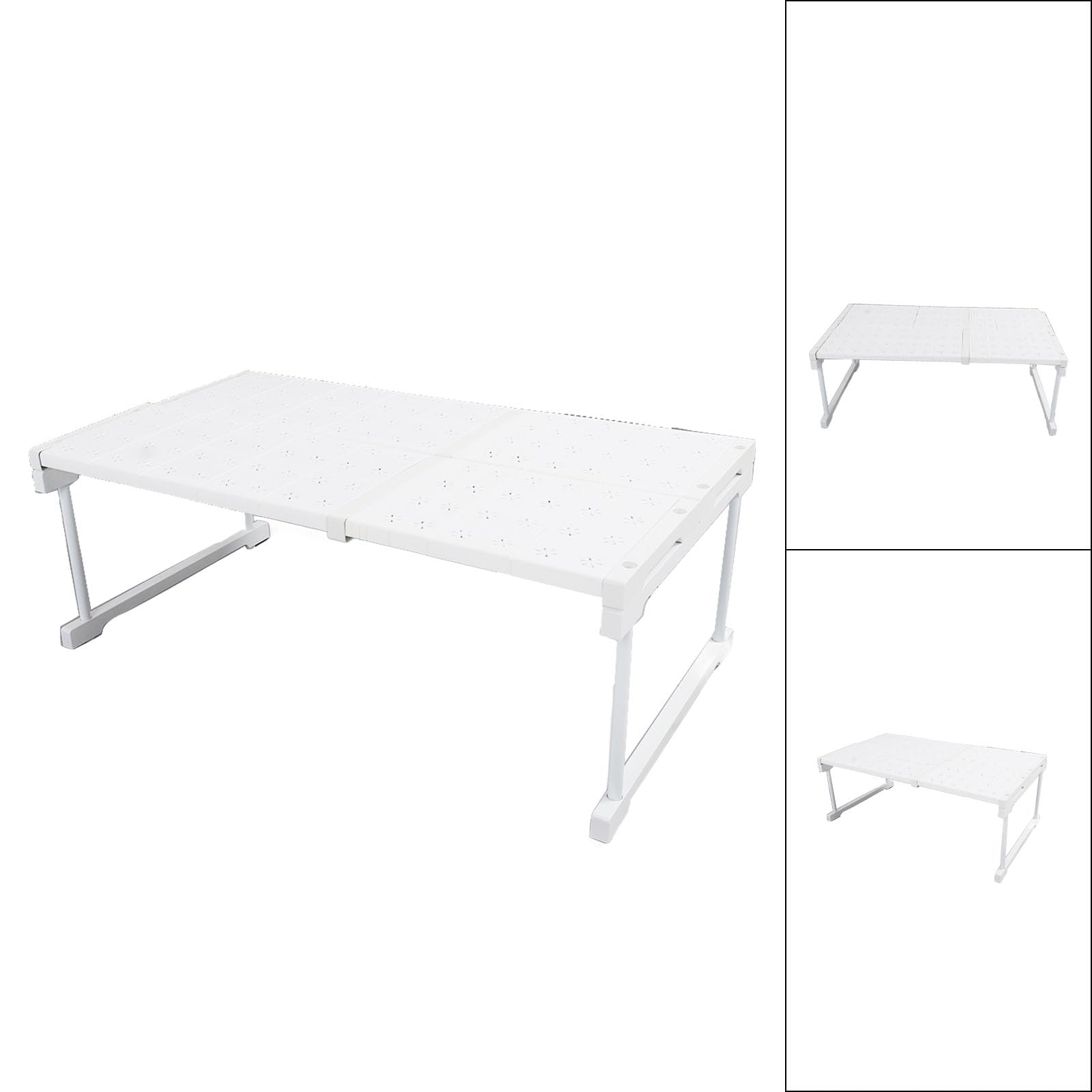 Półka do Szafy Rozkładany Organizer Regulowany Stojak do Przechowywania do Szafek i Szaf Stal Węglowa szerokość 48 Cm 18 Sztuk Części (Długość 67-88 cm / 26,4-34,6 cala)
