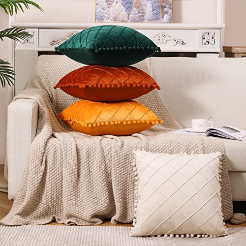 Dongchen Pack Of 2 Soft Velvet Decorative Throw Pillow Covers With Tassel, Accent Square Pillowcase, Elegant Yet Minimalist Cushion Case Set For Couch Sofa Bedroom Living Room Home Decor 18X18 Yellow #TOP5