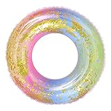 Inflatable Pool Float, Glitter Swimming Ring, Sweet Colorful Tube Float, Summer Swim Pool,Girls...