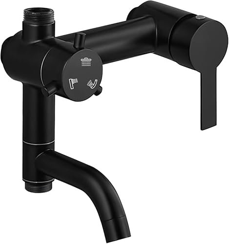 gotonovo Juego de accesorios de ducha de acero inoxidable 304 negro mate con desviador de ducha, 1 mango, mezclador de ducha, kit de reparación