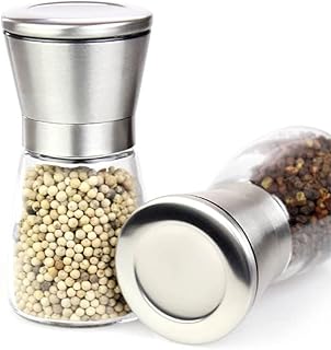 Aloces Moulin à Poivre et Sel Manuel, Salt and Pepper Grinder avec Meule en Céramique Réglable Broyeur à Épices, Moulin pour Poivre, sel de mer, sel de l'Himalaya