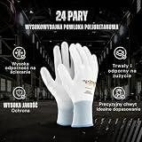 24 pary rękawic roboczych powlekanych PU Mechanik ogrodniczy i uchwyt na rękawiczki FUZZIO (L - 9, czarny)