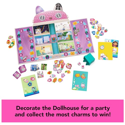 Image of Spin Master Games, Gabby's Dollhouse, Charming Collection Board Game for Kids & Family, 2-4 Players, Easter Basket Stuffers, for Ages 4 & Up
