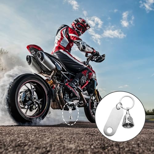 Image of vvag Motorcycle Bell Durable Guardian Angel Bell Hanger Biker Bell with Keychain Ring Motorcycle Accessories for Women