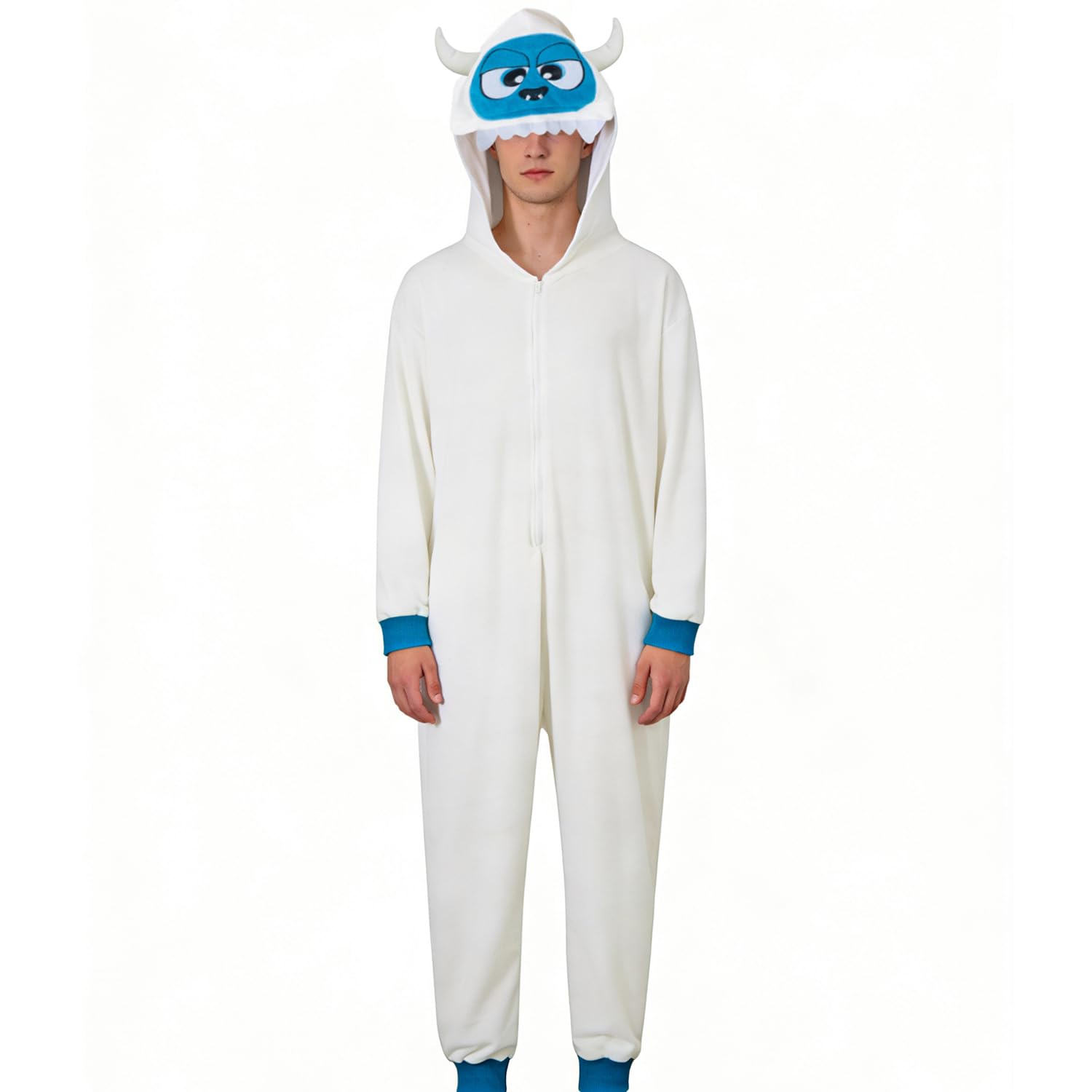 Okbebe Men Snow Monster Costume Adult Christmas White Monster Hoodie Costumes (White M)