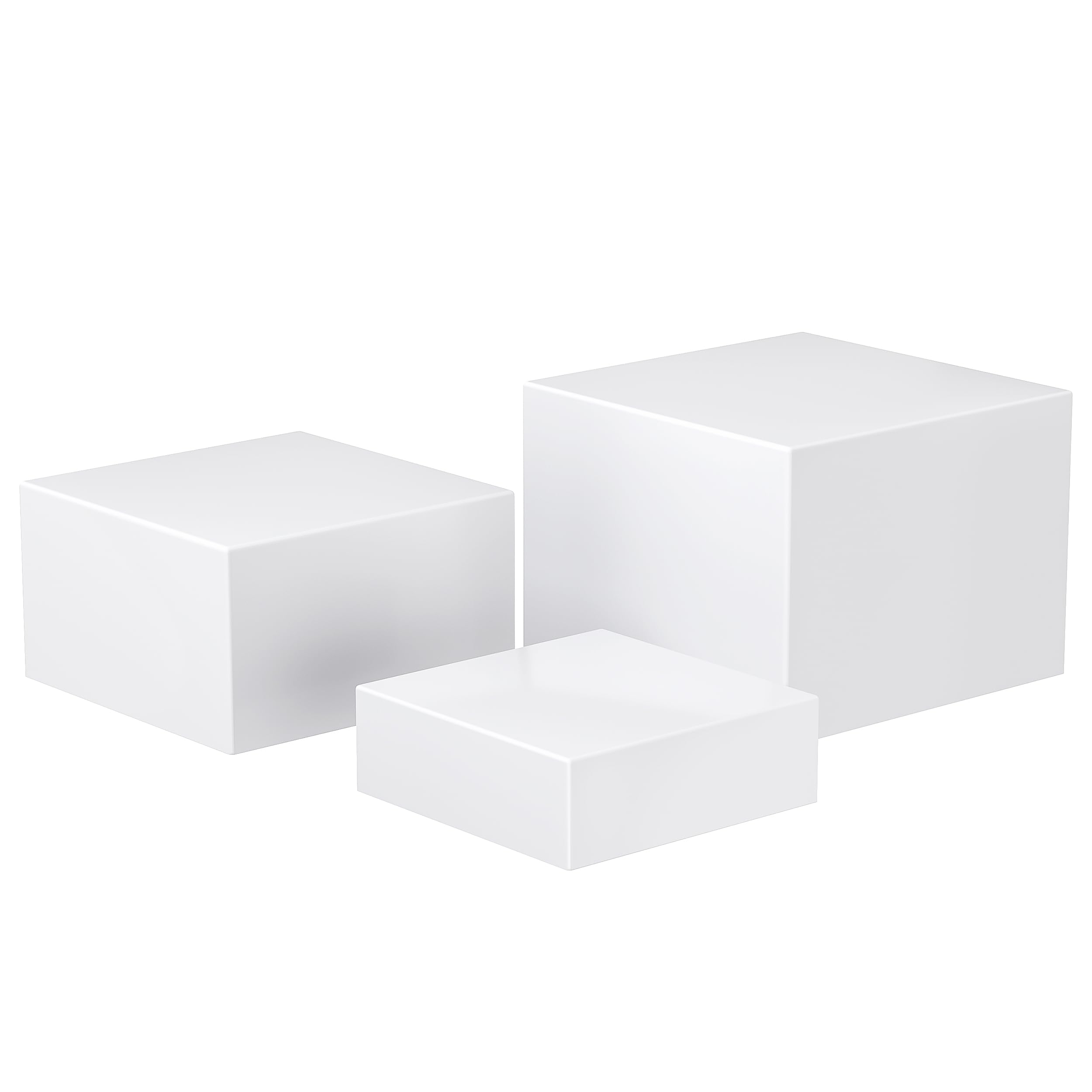 Famyards Buffet Risers 6''x7''x8'', Food Risers for Buffet Table, 3PCS White Acrylic Cube Display Nesting Risers with Hollow Bottoms, Acrylic Food Display Risers Boxes Stand Shelf for Catering Dessert Collectibles Jewelry Figures Party Show