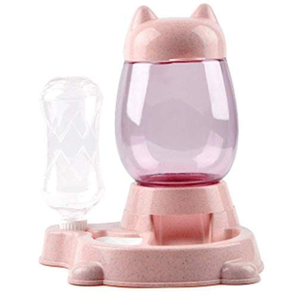 Alimentador automático para Mascotas Dispensador de Comida para Perros para Gatos Dispensador de Agua para tazón de Fuente Suministros para Mascotas (Color: Rosa)-Rosado