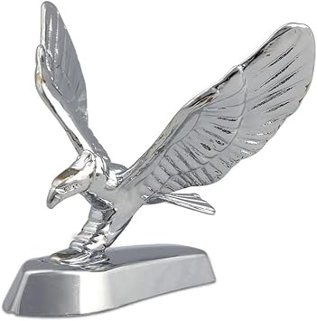Flying Eagle Hood Ornament Sticker Birds Logo Fits Car 3D Stand Hood Bonnet Univeral Emblem Badge Decal Sculpture Ornaments Auto Styling Metal Hood Bonnet Emblem 3.7X2.6X2.6inch Chrome
