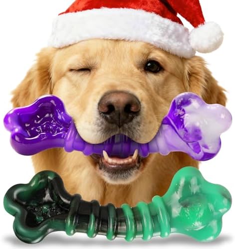 2-Pack Dog Chew Toys for Aggressive Chewers: Indestructible Dog Toys for Large Breed, Tough Dog Chew Bones to Keep Them Busy, A for Large Dogs