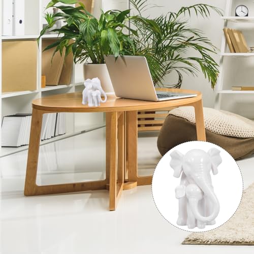 Éléphant décoratif céramique blanche figurine réaliste bureau SOLUSTRE
