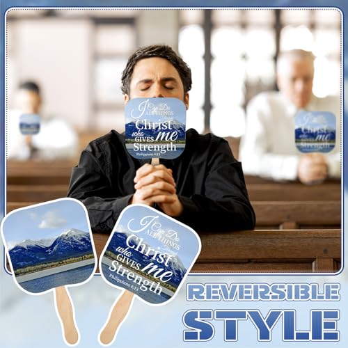 Image of Sherr 50 Pcs Christian Fans Bulk Religious Church Bible Verse Scripture Handheld Fans the Lord's Prayer Parlor Church Favors