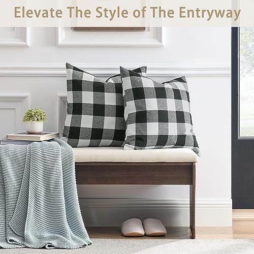 Volcanics ZT027GZHEIBAIPK2 Farmhouse Buffalo Check Plaid Decorative Throw Pillow Covers 18X18 Inches Black And White Fall Square Couch Pillow Covers thumb #5