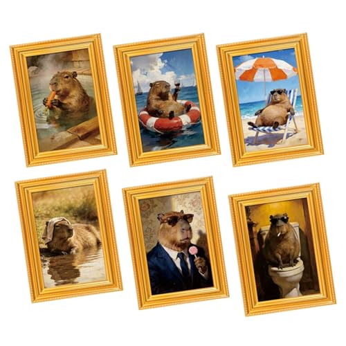 Imanes de nevera – 6 piezas Capybara decoración de nevera | 6 piezas Capybara Nevera Decoración | Marco de póster magnético para nevera | Para el hogar, oficina, cocina, pizarra, taquilla