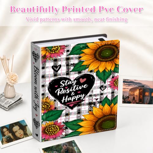 Image of Photo Album 4x6 120 Pockets Sunflower Plaid Pattern