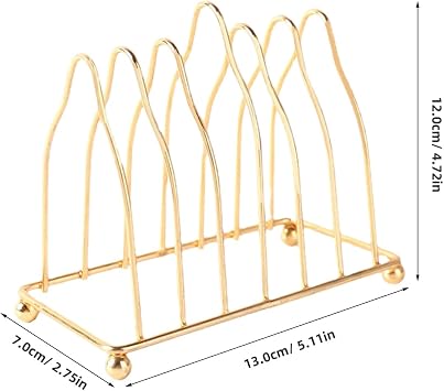 VOSAREA Iron Metal Plate Organizer Elegant Gold Metal Dish Rack with Drainboard & Pot Lid Holder - Stylish Kitchen Cabinet Organizer for Cutting Boards & Plates