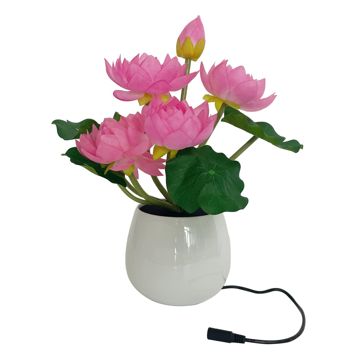 Lotus Flower Lamp Buddha Lamp for Cabinet Buddhist Altar - Artificial Lotus Flower Light for Home Living Room Desktop Decor (White Light)