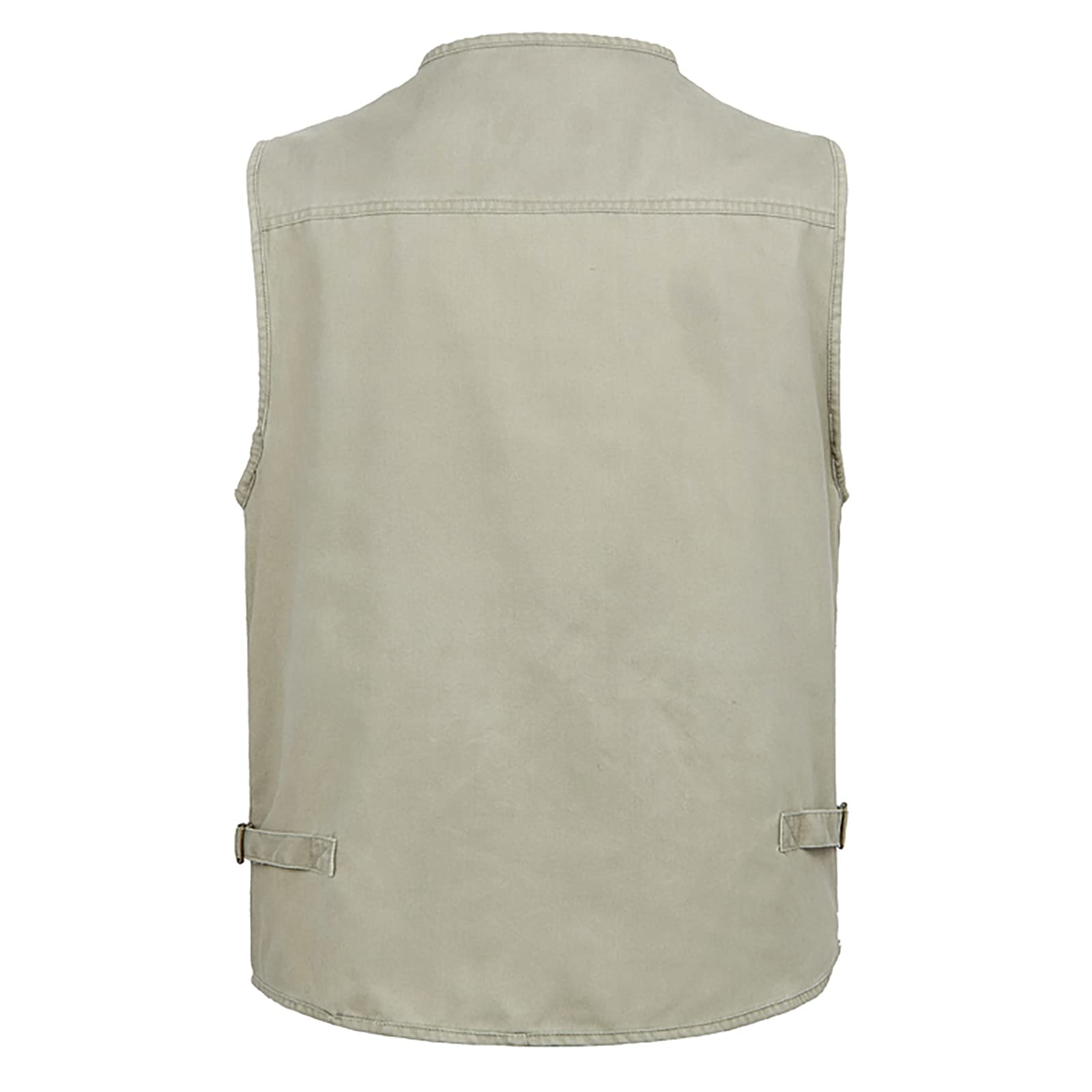 Giacca da Pesca Uomo Traspirante Multi Tasca Gilet Smanicato Caccia Respirabile(Size:XXL,Color:Beige)