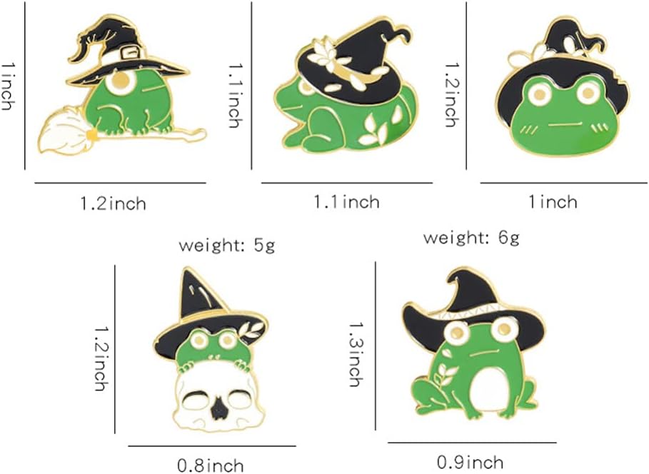 Generic 10pcs Cute Frog Enamel Brooch Pins Wizard Hat Animal Brooch Decorative Cartoon Badges Brooches for Clothes Bags Jewelry Accessories Green : Clothing, Shoes & Jewelry