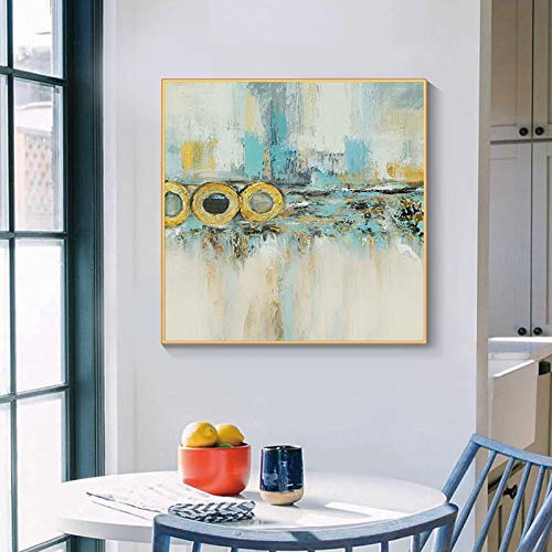 Toile impression peinture abstrait couleur cercle 50x50cm art mur