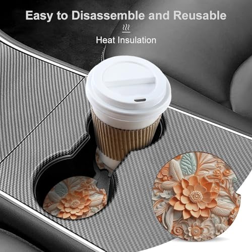 Posavasos para Auto Estilo Tallado en Madera 2.6" 2 Unidades miniatura 4