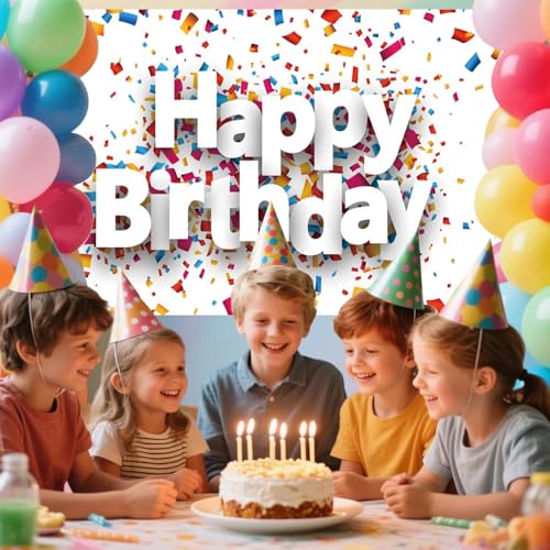 Image of 10x6.5ft Happy Birthday Backdrop Colorful Birthday Photo Photography Background for Kids Adults Birthday Party Banner Decorations Supplies Photo Studio Props