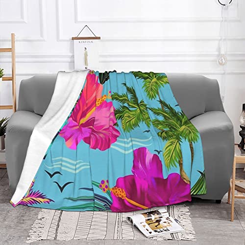 Couverture flanelle douce luxe Hello Hawaii plaid lit anti-bouloche