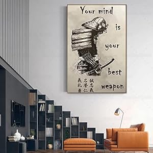 Bushido Samurai Zwaard Canvas Schilderij Japanse Samurai Quotes Posters Uw Geest Is Uw Beste Wapen Wall Art Decor 70x100cm Frameloze