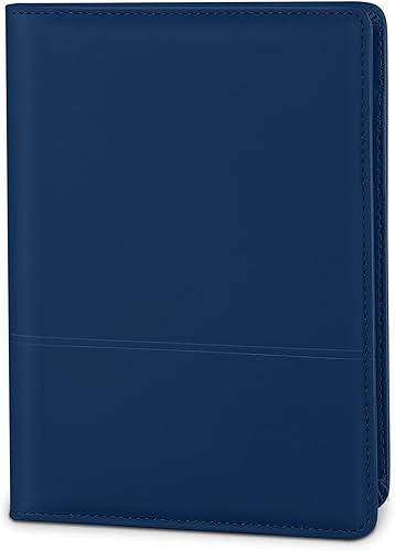 Lcjtop Padfolio - Carpeta organizadora de documentos A5 con bloc de notas forrado recargable, tamaño junior, para hombres y mujeres, color azul