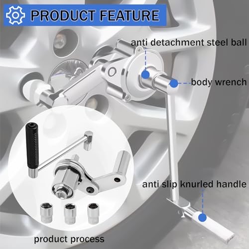 Image of Torque Multiplier Heavy Duty Torque Multiplier Wrench Set for Lug Nut Remover 1 /2 Drive 1:16 Labor Saving Wrench with 17mm /19mm /21mm Sockets