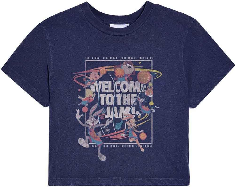 「スペース・プレイヤーズ」公式ライセンス！「Welcome To The Jam」クロップドスウェットシャツ (ネイビーブルー)