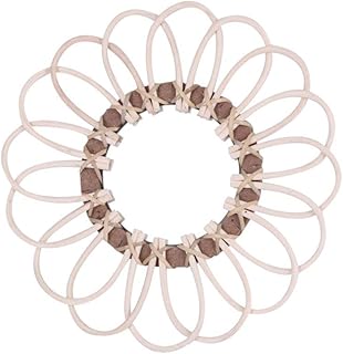 Dubleir - Specchio rotondo sospeso, da parete, macramè, realizzato a mano, stile bohémien, per trucco specchio, cornice rotonda in rattan, girasole per specchio da parete