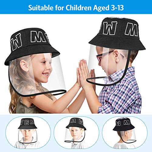 Amir (New Version) Kids Face Shield Hat, Fisherman Hat, School Supplies Bucket Hat With Plastic Film For Cycling Travel Camping (Under 5Y) Black #TOP6