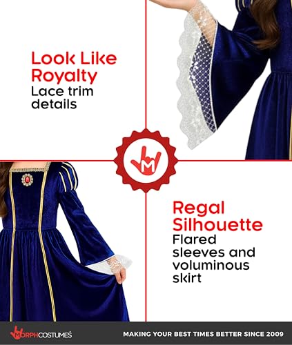 Disfraz completo de princesa medieval azul para niñas miniatura 3