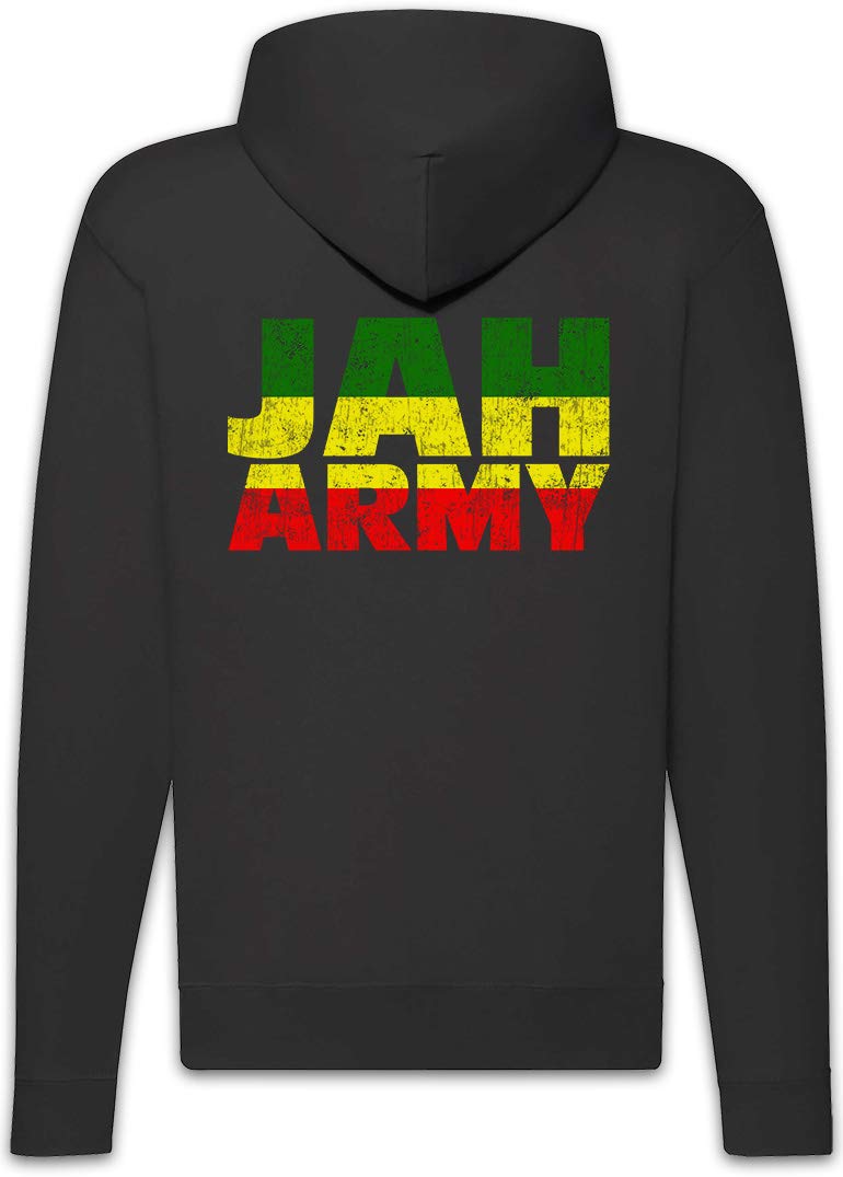 Urban Backwoods Jah Army Felpa da Uomo con Cappuccio Zip Hoodie Zipper